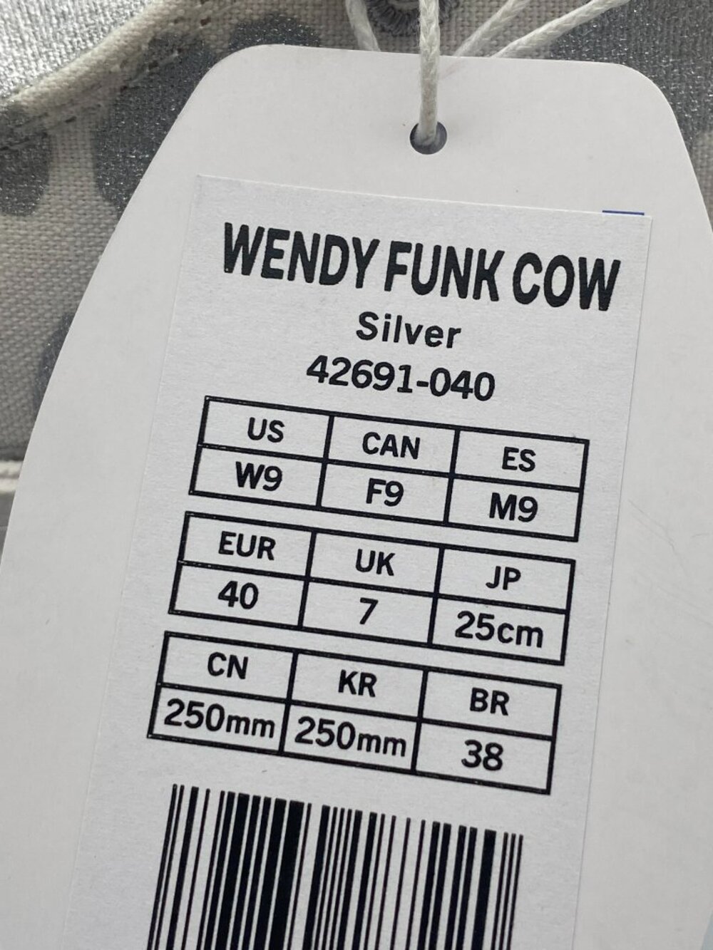 HEY DUDE WENDY FUNK COW SILVER SHOES #42691-040 - Picture 6 of 7